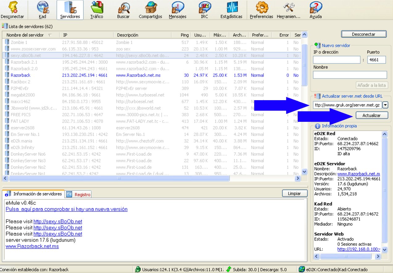 Actualizar lista de servidores de eMule